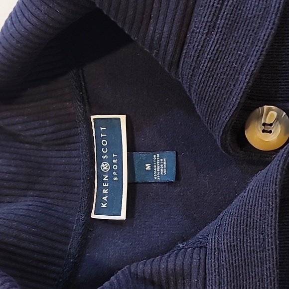 Karen Scott SPORT Navy Blue Button Down Knit Cardigan - Picture 10 of 12